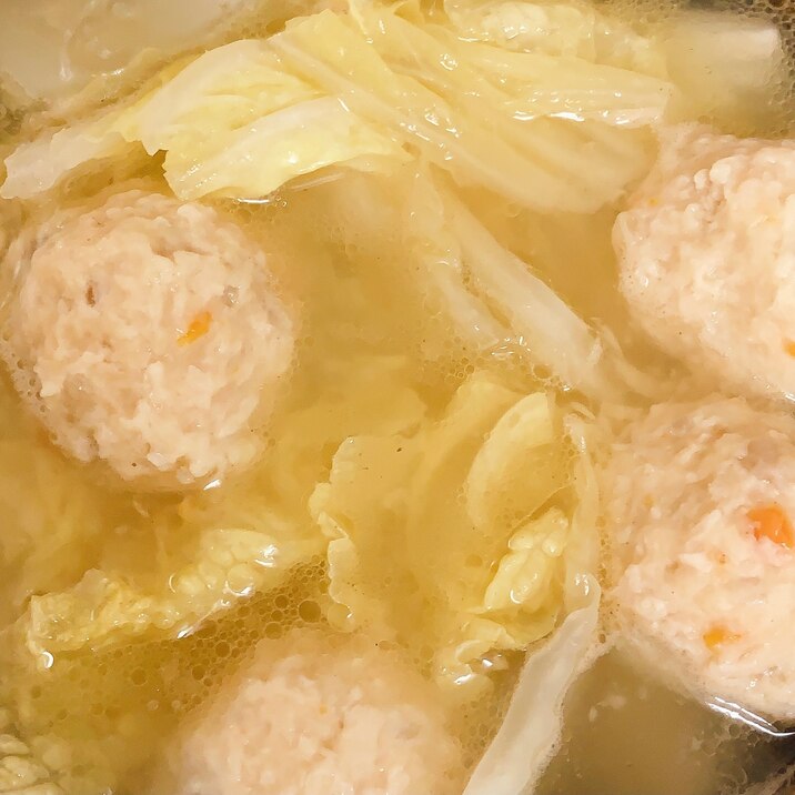 鶏つみれと白菜、大根の生姜スープ